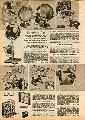 1960 PAPER AD Cartoon O Scope Viewer Magnajector Rand McNally Globe Toy Play • $7.99