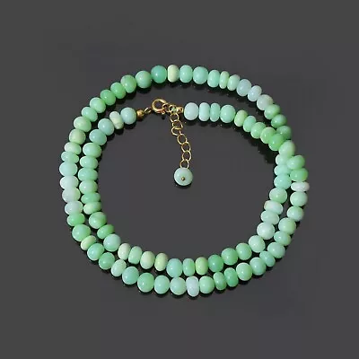 Natural Green Shaded Opal Beaded Necklace 6.5mm Opal Smooth Rondelle Necklace. • $30.50