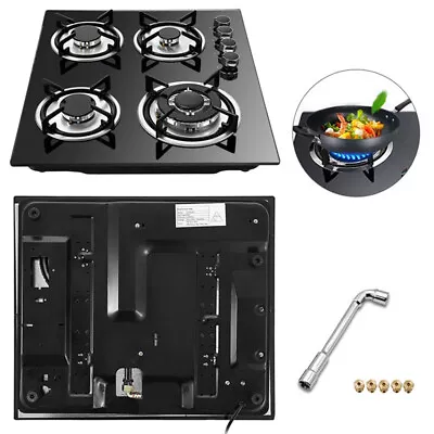 23  Built-In 4 Burner Cooktop Cast Iron Grate Gas Stove LPG/NG Cooker Gas Hob US • $157.70