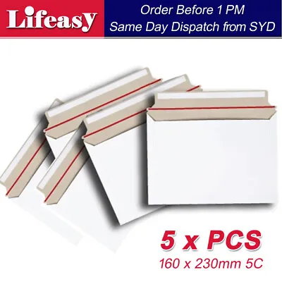 5 PCS 160x230mm Card Mailer  C5 White 300gsm Envelope Tough Bag Replacement • $7.95