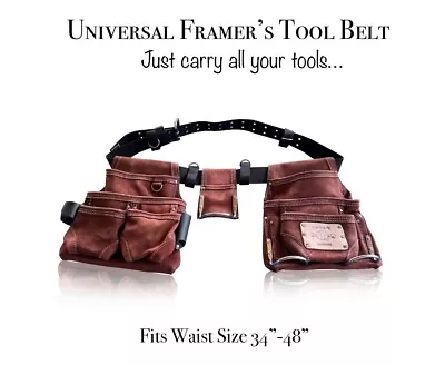 Framer Roofer Tool Belt Heavy Duty Suede Leather Bolsa Tool Belt • $44.99