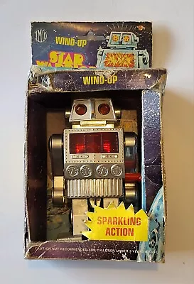 Scarce Boxed Vintage IMCO Star Warrior Wind-up Sparkling Toy Space Robot HK 3117 • £2.71