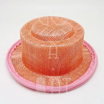 (2pcs) Sinamay Fascinator Mini Porkpie Top Hat Woman Millinery DIY Base | Pink • $11.99