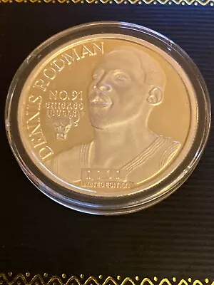 Dennis Rodman Chicago Bulls Basketball 999 Silver 1 Oz Medal Round # 1101 • $42.50