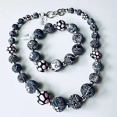 Viva Beads Handmade Silver Chain Necklace & Chunky Stretchy Bracelet  Set NWT • $30.90