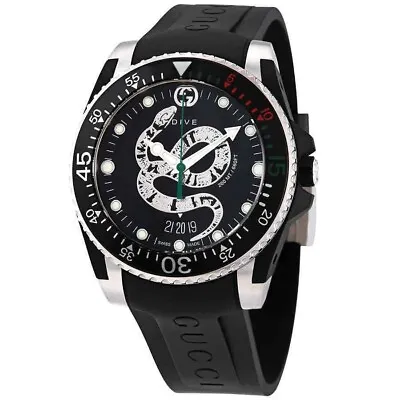 Gucci Snake Dive Men's Rubber Strap Divers Watch 200m - YA136323 ($1390 MSRP) • $589.99