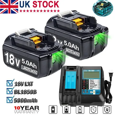 For Makita 18V 5.0Ah LXT Li-ion Battery BL1830 BL1840 BL1850 BL1860/Charger New • £12.99