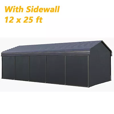12x25 Ft Outdoor Carport Heavy Duty Gazebo Garage Car Shelter Shade W/ Sidewall • $1439.99