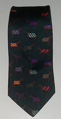 ALYNN-  Horse Blanket -Equestrian Theme 100% Silk Neck Tie-USA • $17