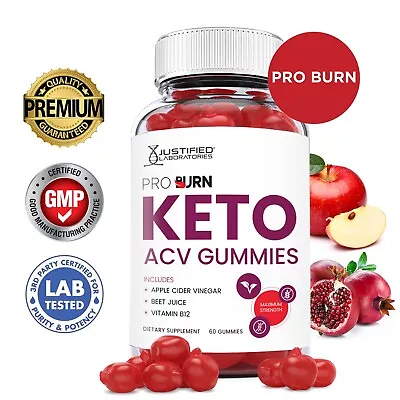 Pro Burn Keto ACV Gummies 1000MG Apple Cider Vinegar 60 Gummys • $18.95