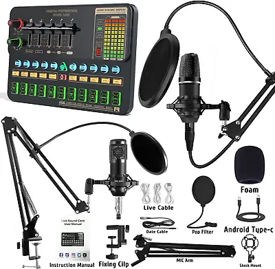 Complete Home Studio Recording Kit Mixer Condenser Microphone For Music Podcast • $63.99