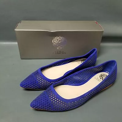 Vince Camuto Royal Blue Perforated Suede Leather Flats Women's Sz 10M • $22