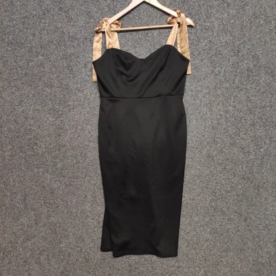 $19.95 • Buy ASOS Womens Midi Dress Size 18 Black Sleeveless Sweetheart Stretch Rear Slit