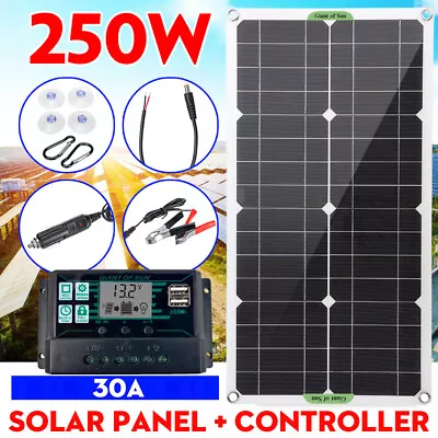 £19.99 • Buy 250W Solar Panel Kit 12V Battery 30A Charger Controller FIT For Car RV Caravan