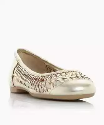 Dune London Womens Metallic Leather Flat Ballerina Shoes Size EU 36 UK 3 • £22.75