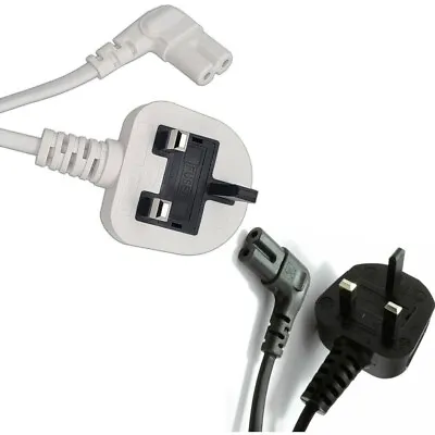 £4.49 • Buy Uk Mains Power Plug To Right Angled Iec C7 Figure 8 Cable,lcd Led Ps Sky Tv Lead