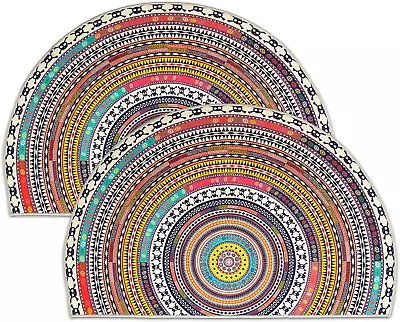 2 Pcs Half Round Home Welcome Door Mat24''X36''Bohemian Style Indoor Welcome • $14.90