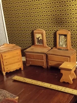 Vintage Wooden Furniture Dollhouse 1:12 Antique Dressers Lot 1940s Lot • $25