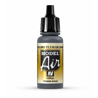 Vallejo Model Air: Dark Gray - Acrylic Paint Bottle 17ml VAL71.110 • £2.65