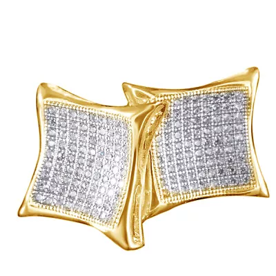 2/3Ct Square Kite Earrings Micro Pave Simulated Diamond 14K Gold Plated Sterling • $60.29