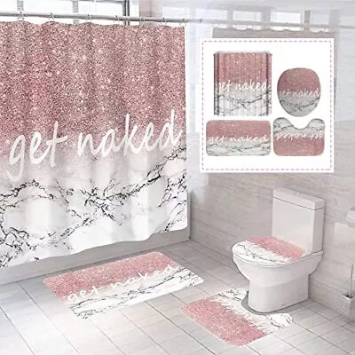 4 Pack Get Naked Shower Curtain Set With Rugs Bath Mat Toilet Lid Cover • $42.85