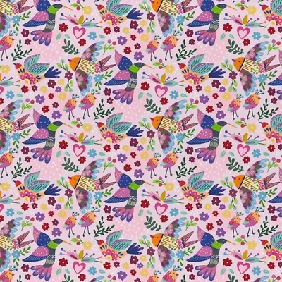 Viva Mexico! Birds Pink - Paintbrush Studio Cotton Fabric • $3.15