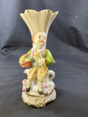 EUC Vintage Ucagco Flower Creamics Fine Porcelain Boy Figurine W Bud Vase Japan • $11.20