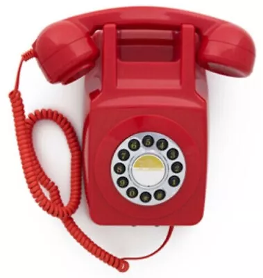 GPO Retro 746 Wall Mount Push Button Telephone BT Plug RED - (GPO746) ~ NEW • £32.75