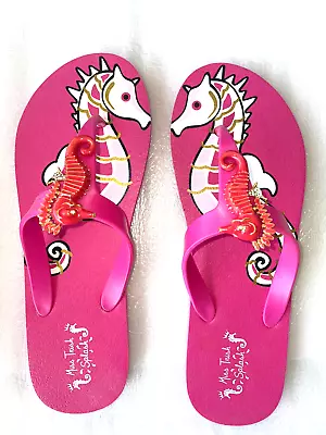 NEW Miss Trish Of Capri Splash Pink Seahorse Embellished Thong Flip Flops 10 • $29.99