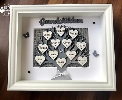 Personalised 3D Box Frame Family Tree Gift Unique Keepsake Home Art Decor • £26.99