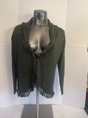 Philosophy By Republic Green Fringe Sweater Sz Medium  • $15