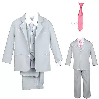 $51.99 • Buy 6pc Baby TODDLER KID TEEN WEDDING PROM PARTY FORMAL TUXEDO BOY SUIT GRAY Sz S-20