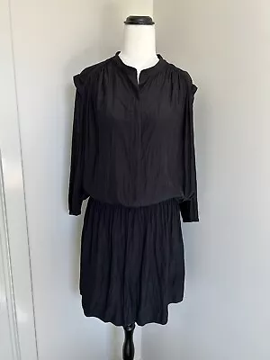 Country Road Long Sleeve Elastic Waist Black Dress Size 12 • $19.88
