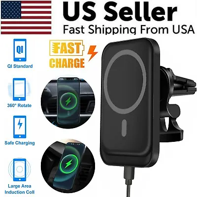 Magnetic Wireless Charger Car Mount Holder For IPhone 13 14 15 Pro Max MagSafe • $10.49