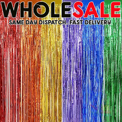 2M-3M Foil Party Wall Decoration Fringe Tinsel Shimmer Curtain Wedding Birthday • £79.99