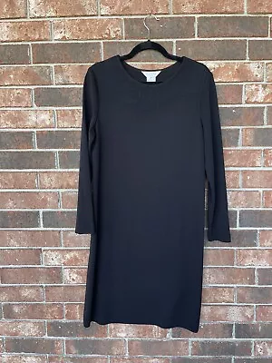 Misook Long Sleeve Knit Sheath Dress Quiet Luxury Cocktail Black Size Petite MED • $50