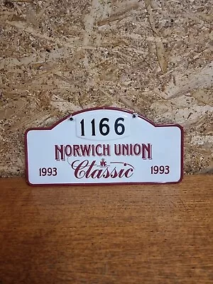1993 Norwich Union Classic Original Rally Plate For # 1166 Rac Motor Sports  • £24.95