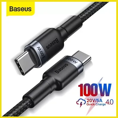 Baseus USB C To USB C Cable 5A PD 100W Fast Charging Cord  Type-C Charger Cable • £7.99