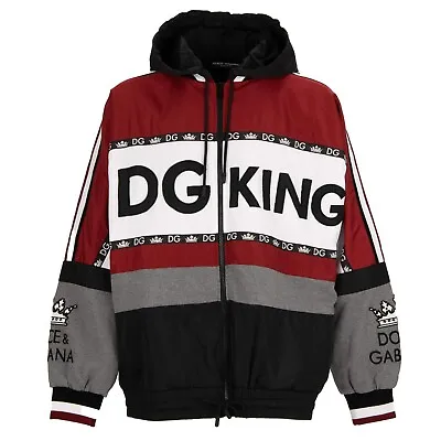 DOLCE & GABBANA Hooded Oversize Jacket DG KING Black Red White 54 US 44 XL 11494 • £608