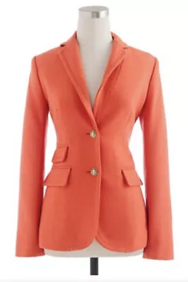 J Crew 'Hacking' Jacket Double Serge-Wool Orange Size 0 • $85