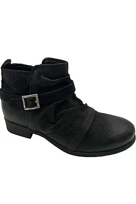 Miz Mooz Leather Ankle Boots With Buckle Suzy Black • $69.99