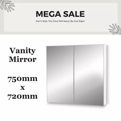 Cefito 750MM X720MM Bathroom Vanity Mirror Shaving With Storage Cabinet - White • $128.35