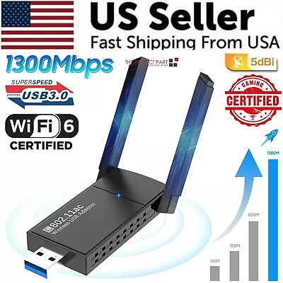 USB 3.0 Wireless WIFI Adapter 1300Mbps Long Range Dongle Dual Band 5Ghz Network • $13.39