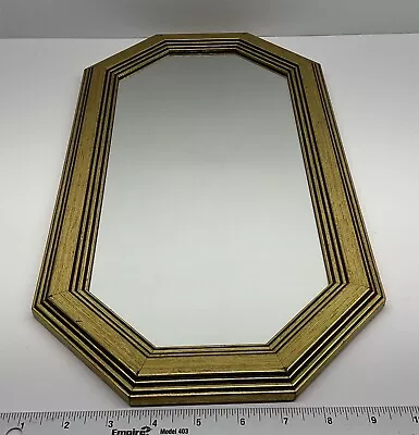 Vintage Gold Framed Rectangular Mirror MCM Home Decor 17 Inch • $12