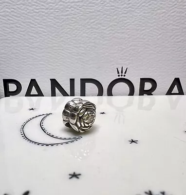 Genuine Pandora Silver Blooming Rose With CZ Stones Charm 925 ALE • £15