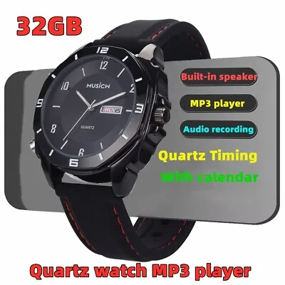 Quartz MP3 Spy Watch Player Secret Speaker Voice Recorder Hidden Watch Recording • $26.68