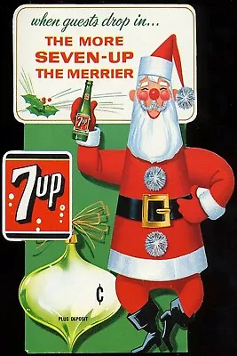 1950s Christmas Xmas Santa Claus Seven 7 Up Bottle Soda Ads Vintage Postcard #78 • $19.96