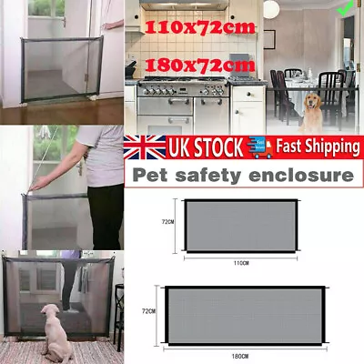£8.29 • Buy Portable Magic Mesh Pet Dog Cat Gate Door Barrier Safe Net Guard Install Fence,