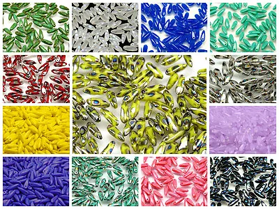 CHOOSE COLOR! 200pcs 10x3mm Small Dagger Beads Czech Pressed Glass • $13.71