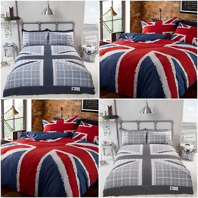 Union Jack Duvet Covers Vintage UK British Flag Easycare Quilt Cover Bedding Set • £22.99